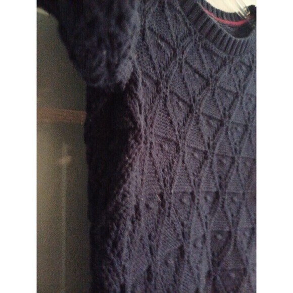 Tommy Hilfiger navy textured knit sweater womens S chunky loose weave pullover - Picture 5 of 13